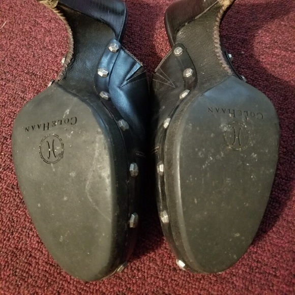 Cole Haan Black Studded Leather Clogs - Picture 2 of 7